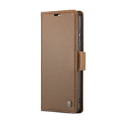 For Samsung Galaxy A73 5G CaseMe 023 Butterfly Buckle Litchi Texture RFID Anti-theft Leather Phone Case(Brown)
