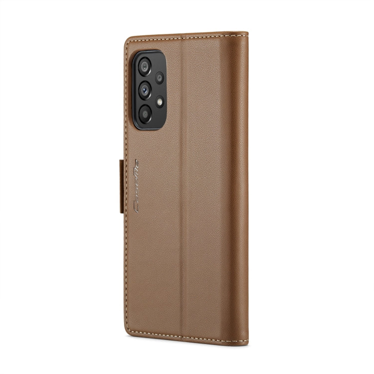 For Samsung Galaxy A73 5G CaseMe 023 Butterfly Buckle Litchi Texture RFID Anti-theft Leather Phone Case(Brown)