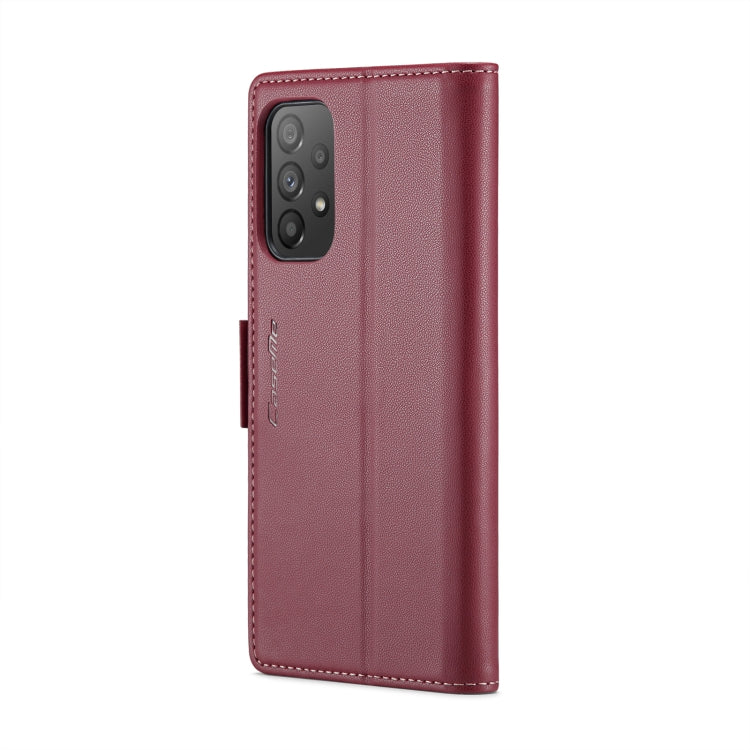 For Samsung Galaxy A73 5G CaseMe 023 Butterfly Buckle Litchi Texture RFID Anti-theft Leather Phone Case(Wine Red)