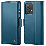 For Samsung Galaxy A73 5G CaseMe 023 Butterfly Buckle Litchi Texture RFID Anti-theft Leather Phone Case(Blue)