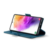 For Samsung Galaxy A73 5G CaseMe 023 Butterfly Buckle Litchi Texture RFID Anti-theft Leather Phone Case(Blue)