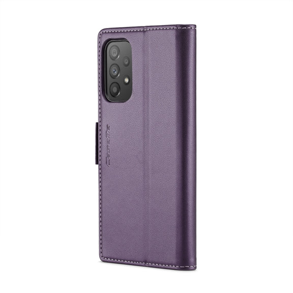 For Samsung Galaxy A73 5G CaseMe 023 Butterfly Buckle Litchi Texture RFID Anti-theft Leather Phone Case(Pearly Purple)