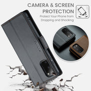 For Samsung Galaxy S20 CaseMe 023 Butterfly Buckle Litchi Texture RFID Anti-theft Leather Phone Case(Black)