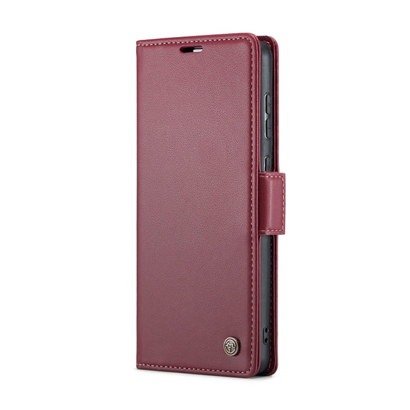 For Samsung Galaxy S20 CaseMe 023 Butterfly Buckle Litchi Texture RFID Anti-theft Leather Phone Case(Wine Red)