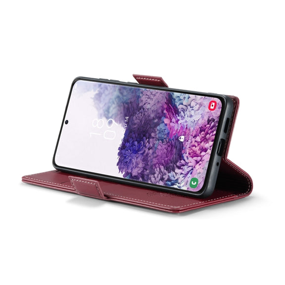 For Samsung Galaxy S20 CaseMe 023 Butterfly Buckle Litchi Texture RFID Anti-theft Leather Phone Case(Wine Red)