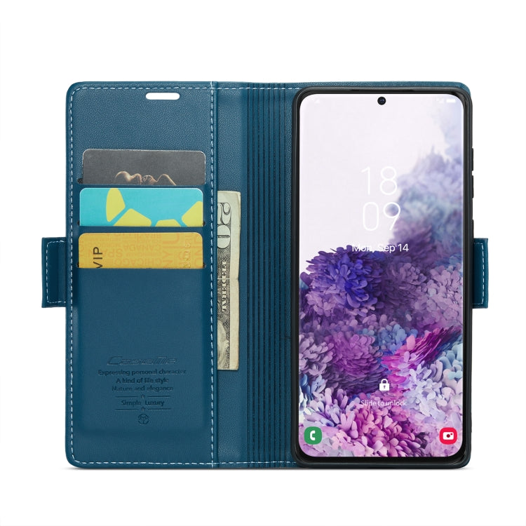 For Samsung Galaxy S20 CaseMe 023 Butterfly Buckle Litchi Texture RFID Anti-theft Leather Phone Case(Blue)