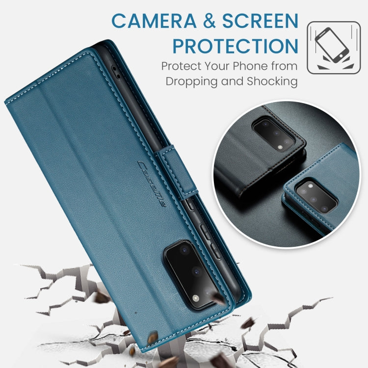 For Samsung Galaxy S20 CaseMe 023 Butterfly Buckle Litchi Texture RFID Anti-theft Leather Phone Case(Blue)