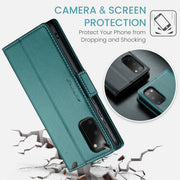 For Samsung Galaxy S20 CaseMe 023 Butterfly Buckle Litchi Texture RFID Anti-theft Leather Phone Case(Pearly Blue)