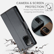 For Samsung Galaxy S20+ CaseMe 023 Butterfly Buckle Litchi Texture RFID Anti-theft Leather Phone Case(Black)