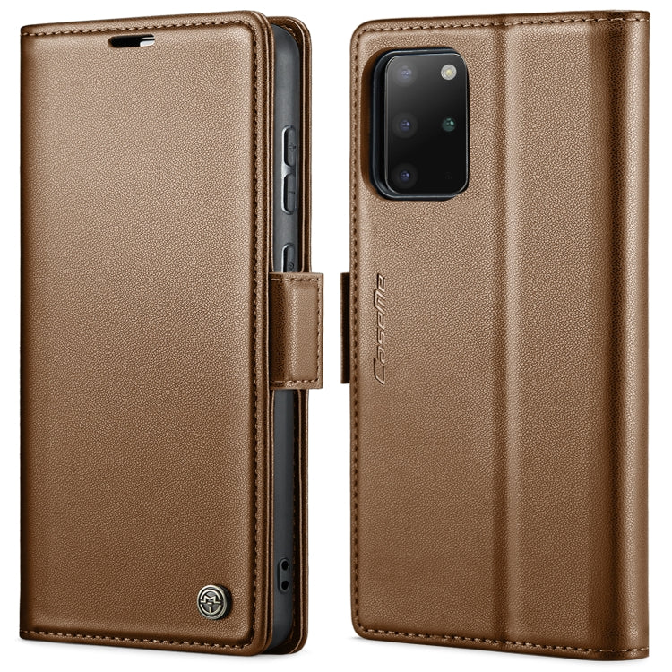 For Samsung Galaxy S20+ CaseMe 023 Butterfly Buckle Litchi Texture RFID Anti-theft Leather Phone Case(Brown) - free shipping - PMC TechLife - Order now!
