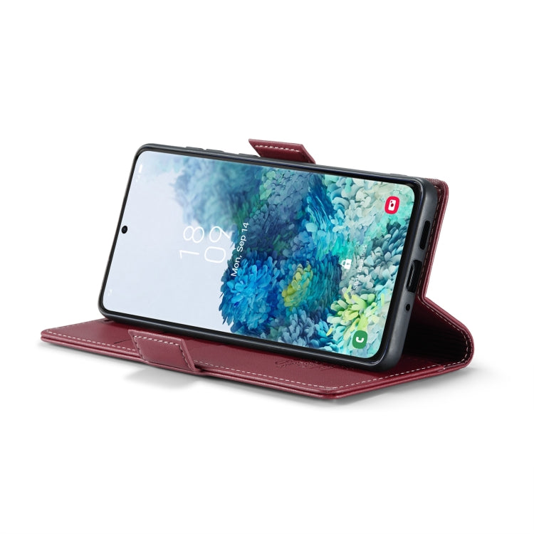 For Samsung Galaxy S20+ CaseMe 023 Butterfly Buckle Litchi Texture RFID Anti-theft Leather Phone Case(Wine Red)