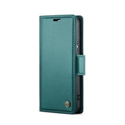 For Samsung Galaxy S22 5G CaseMe 023 Butterfly Buckle Litchi Texture RFID Anti-theft Leather Phone Case(Pearly Blue)