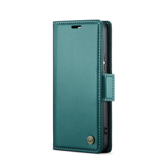 For Samsung Galaxy S22 5G CaseMe 023 Butterfly Buckle Litchi Texture RFID Anti-theft Leather Phone Case(Pearly Blue)