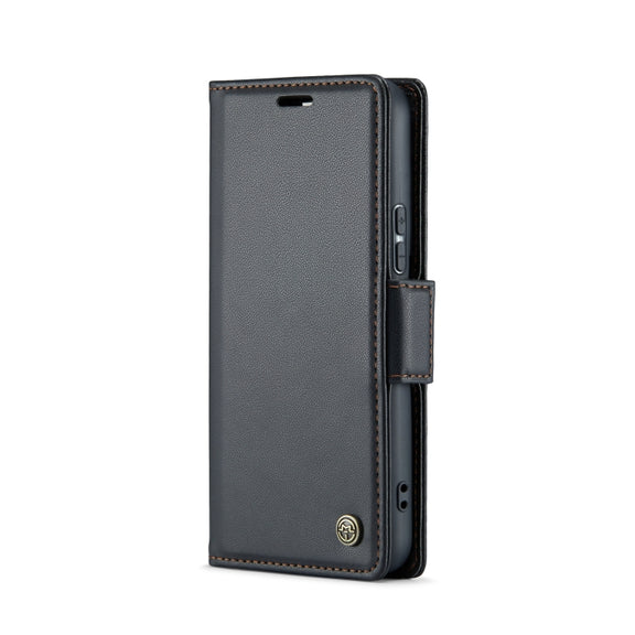 For Samsung Galaxy S22+ 5G CaseMe 023 Butterfly Buckle Litchi Texture RFID Anti-theft Leather Phone Case(Black)