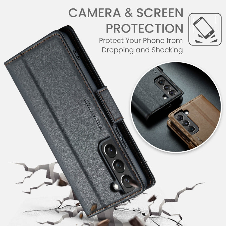 For Samsung Galaxy S22+ 5G CaseMe 023 Butterfly Buckle Litchi Texture RFID Anti-theft Leather Phone Case(Black)