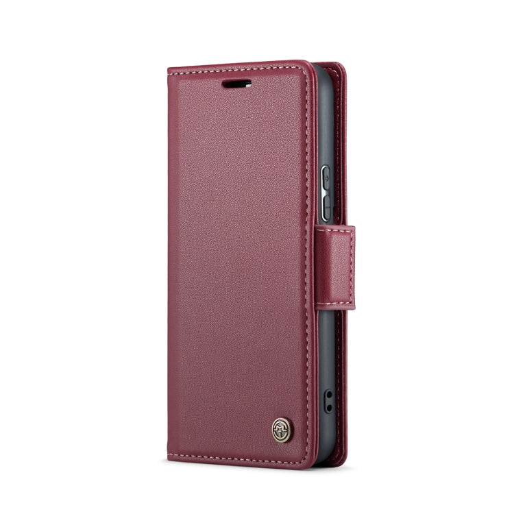 For Samsung Galaxy S22+ 5G CaseMe 023 Butterfly Buckle Litchi Texture RFID Anti-theft Leather Phone Case(Wine Red)