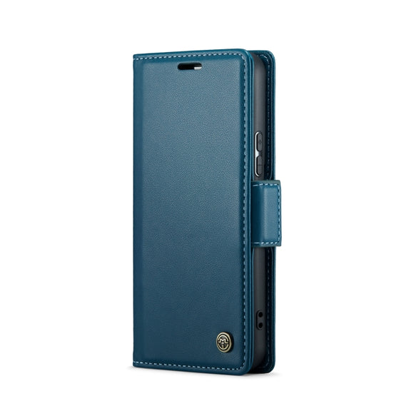 For Samsung Galaxy S22+ 5G CaseMe 023 Butterfly Buckle Litchi Texture RFID Anti-theft Leather Phone Case(Blue)