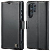 For Samsung Galaxy S22 Ultra 5G CaseMe 023 Butterfly Buckle Litchi Texture RFID Anti-theft Leather Phone Case(Black)
