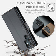 For Samsung Galaxy S22 Ultra 5G CaseMe 023 Butterfly Buckle Litchi Texture RFID Anti-theft Leather Phone Case(Black)