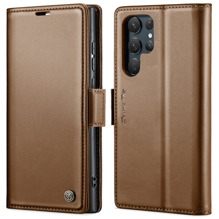 For Samsung Galaxy S22 Ultra 5G CaseMe 023 Butterfly Buckle Litchi Texture RFID Anti-theft Leather Phone Case(Brown) - free shipping - PMC TechLife - Order now!