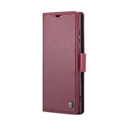 For Samsung Galaxy S22 Ultra 5G CaseMe 023 Butterfly Buckle Litchi Texture RFID Anti-theft Leather Phone Case(Wine Red)