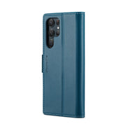 For Samsung Galaxy S22 Ultra 5G CaseMe 023 Butterfly Buckle Litchi Texture RFID Anti-theft Leather Phone Case(Blue)