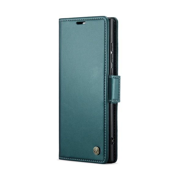 For Samsung Galaxy S22 Ultra 5G CaseMe 023 Butterfly Buckle Litchi Texture RFID Anti-theft Leather Phone Case(Pearly Blue)