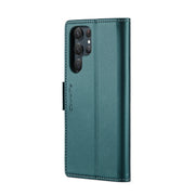For Samsung Galaxy S22 Ultra 5G CaseMe 023 Butterfly Buckle Litchi Texture RFID Anti-theft Leather Phone Case(Pearly Blue)