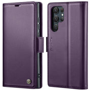 For Samsung Galaxy S22 Ultra 5G CaseMe 023 Butterfly Buckle Litchi Texture RFID Anti-theft Leather Phone Case(Pearly Purple)