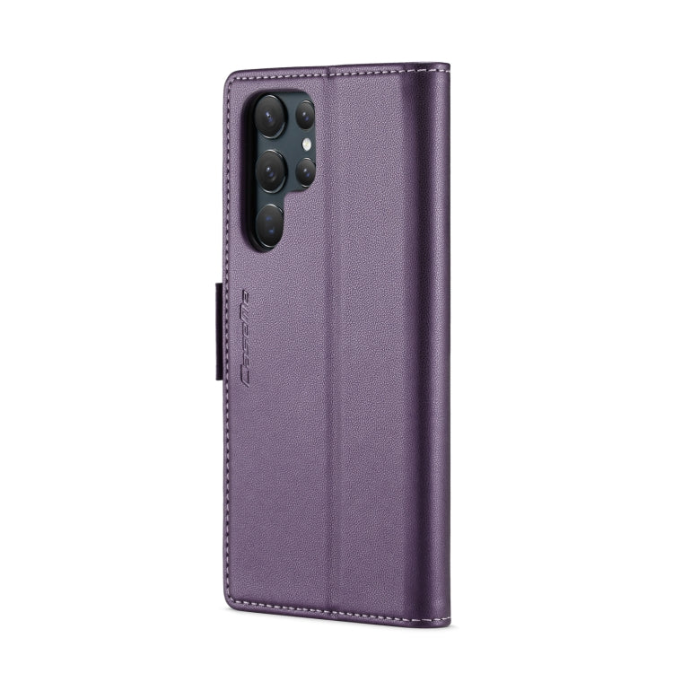 For Samsung Galaxy S22 Ultra 5G CaseMe 023 Butterfly Buckle Litchi Texture RFID Anti-theft Leather Phone Case(Pearly Purple)