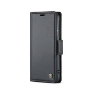 For Samsung Galaxy S23 5G CaseMe 023 Butterfly Buckle Litchi Texture RFID Anti-theft Leather Phone Case(Black)