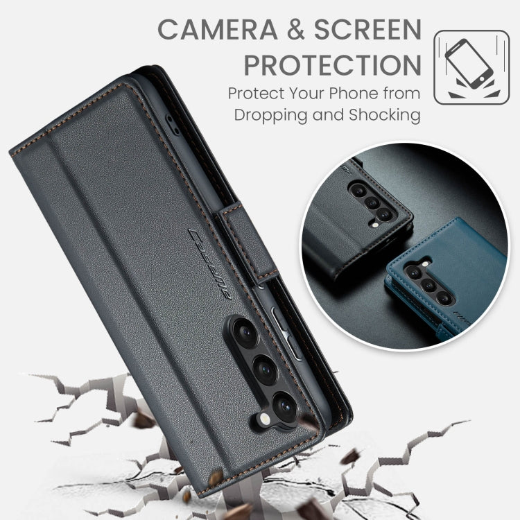 For Samsung Galaxy S23 5G CaseMe 023 Butterfly Buckle Litchi Texture RFID Anti-theft Leather Phone Case(Black)