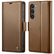 For Samsung Galaxy S23 5G CaseMe 023 Butterfly Buckle Litchi Texture RFID Anti-theft Leather Phone Case(Brown) - free shipping - PMC TechLife - Order now!