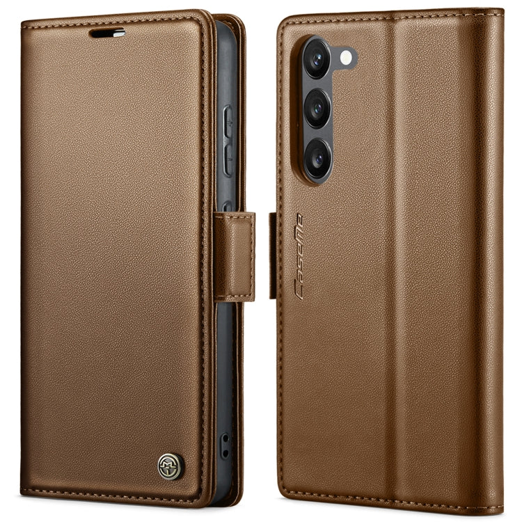 For Samsung Galaxy S23 5G CaseMe 023 Butterfly Buckle Litchi Texture RFID Anti-theft Leather Phone Case(Brown) - free shipping - PMC TechLife - Order now!
