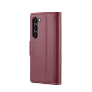 For Samsung Galaxy S23 5G CaseMe 023 Butterfly Buckle Litchi Texture RFID Anti-theft Leather Phone Case(Wine Red)