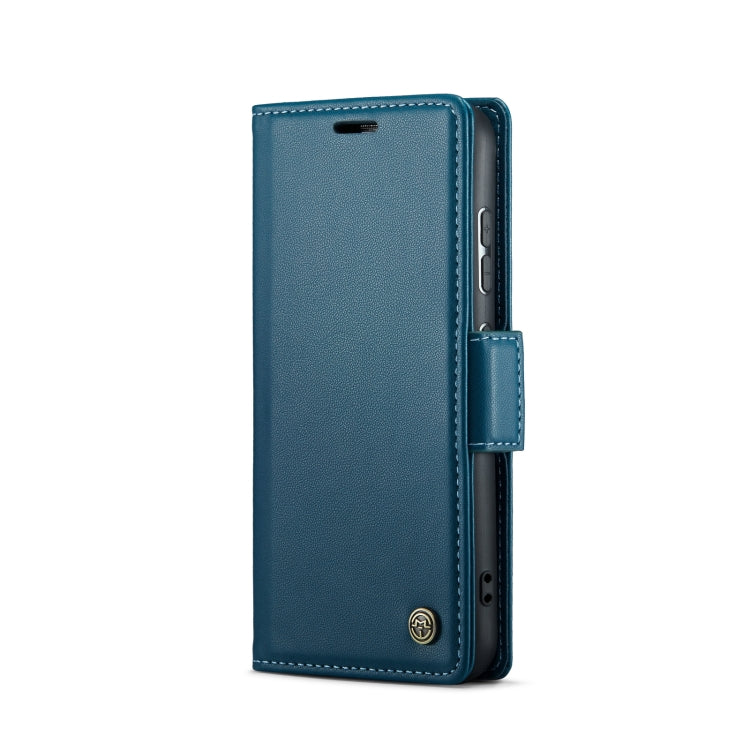 For Samsung Galaxy S23 5G CaseMe 023 Butterfly Buckle Litchi Texture RFID Anti-theft Leather Phone Case(Blue)