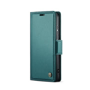 For Samsung Galaxy S23 5G CaseMe 023 Butterfly Buckle Litchi Texture RFID Anti-theft Leather Phone Case(Pearly Blue)