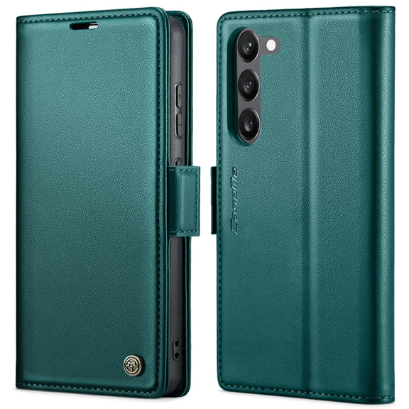 For Samsung Galaxy S23 5G CaseMe 023 Butterfly Buckle Litchi Texture RFID Anti-theft Leather Phone Case(Pearly Blue)