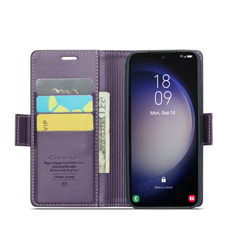 For Samsung Galaxy S23 5G CaseMe 023 Butterfly Buckle Litchi Texture RFID Anti-theft Leather Phone Case(Pearly Purple) - free shipping - PMC TechLife - Order now!
