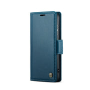 For Samsung Galaxy S23+ 5G CaseMe 023 Butterfly Buckle Litchi Texture RFID Anti-theft Leather Phone Case(Blue)