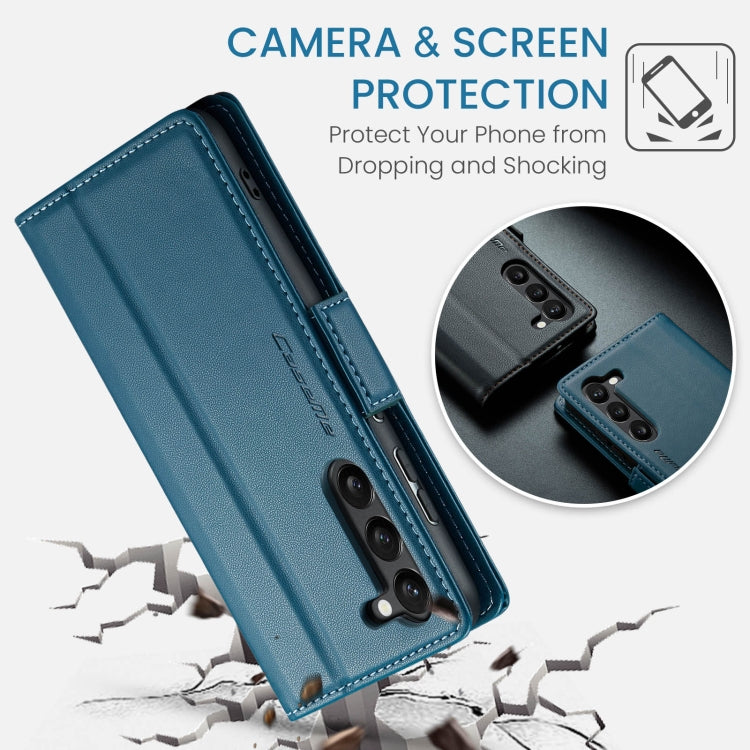 For Samsung Galaxy S23+ 5G CaseMe 023 Butterfly Buckle Litchi Texture RFID Anti-theft Leather Phone Case(Blue)