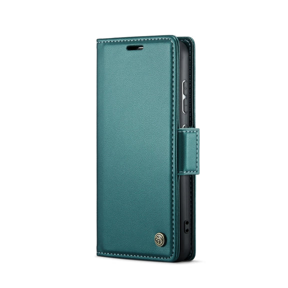 For Samsung Galaxy S23+ 5G CaseMe 023 Butterfly Buckle Litchi Texture RFID Anti-theft Leather Phone Case(Pearly Blue)