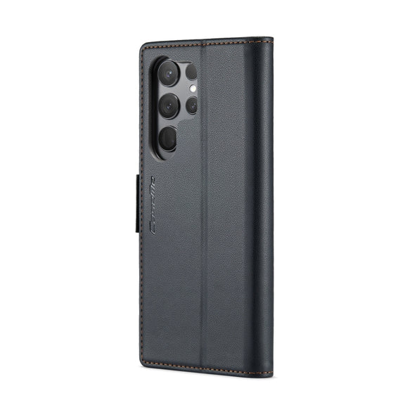 For Samsung Galaxy S23 Ultra 5G CaseMe 023 Butterfly Buckle Litchi Texture RFID Anti-theft Leather Phone Case(Black)