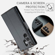 For Samsung Galaxy S23 Ultra 5G CaseMe 023 Butterfly Buckle Litchi Texture RFID Anti-theft Leather Phone Case(Black)