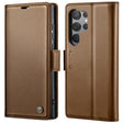For Samsung Galaxy S23 Ultra 5G CaseMe 023 Butterfly Buckle Litchi Texture RFID Anti-theft Leather Phone Case(Brown) - free shipping - PMC TechLife - Order now!