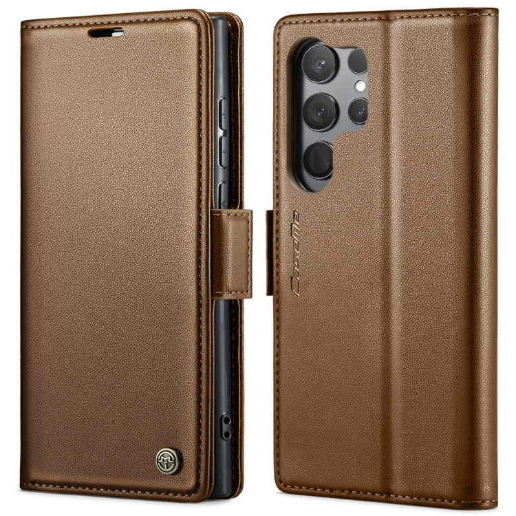 For Samsung Galaxy S23 Ultra 5G CaseMe 023 Butterfly Buckle Litchi Texture RFID Anti-theft Leather Phone Case(Brown) - free shipping - PMC TechLife - Order now!