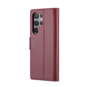 For Samsung Galaxy S23 Ultra 5G CaseMe 023 Butterfly Buckle Litchi Texture RFID Anti-theft Leather Phone Case(Wine Red)