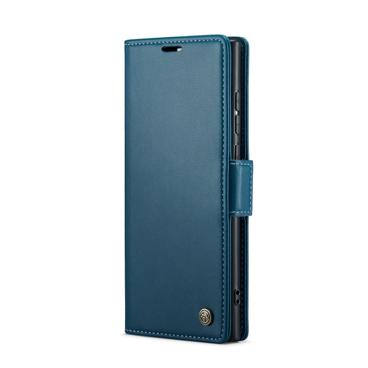 For Samsung Galaxy S23 Ultra 5G CaseMe 023 Butterfly Buckle Litchi Texture RFID Anti-theft Leather Phone Case(Blue)