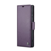 For Samsung Galaxy S23 Ultra 5G CaseMe 023 Butterfly Buckle Litchi Texture RFID Anti-theft Leather Phone Case(Pearly Purple)