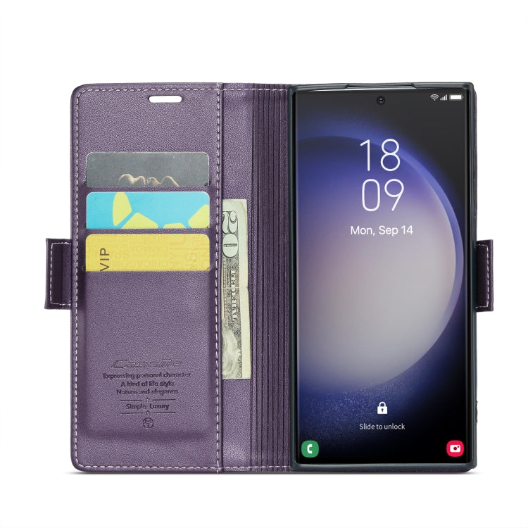 For Samsung Galaxy S23 Ultra 5G CaseMe 023 Butterfly Buckle Litchi Texture RFID Anti-theft Leather Phone Case(Pearly Purple) - free shipping - PMC TechLife - Order now!